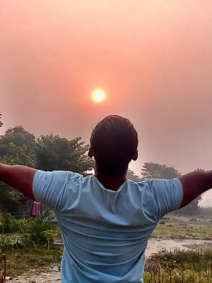 Embracing the morning sun and a new beginning. My fitness journey is deeply connected to these simple, natural moments of peace and power.