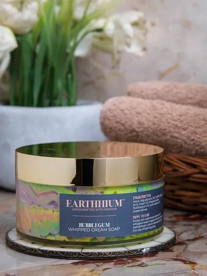 For a fun, nostalgic scent, try my Bubblegum Whipped Cream Soap. The colorful swirls look beautiful in the jar, and the creamy formula is a treat for your skin.
