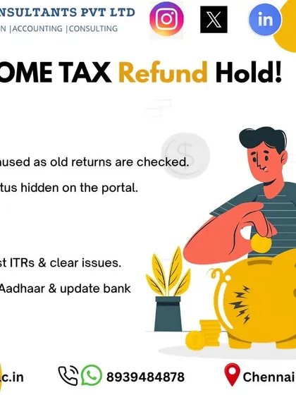 Is your income tax refund stuck? It could be due to issues with past returns or incorrect bank details. I can help you identify the problem, take the right action like linking your PAN-Aadhaar, and get your refund processed.