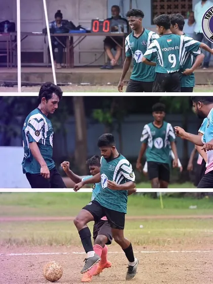 A collection of action shots from a tough match on a muddy pitch, showing our players' grit and determination no matter the conditions.