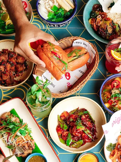 An alternative, more saturated edit of the Vietnamese food spread, showing my versatility in post-production.