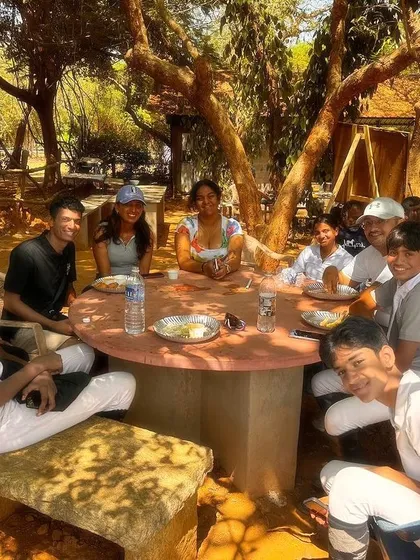 Another candid shot of my team enjoying a meal together. The sense of community and friendship is a huge part of the experience at my school.