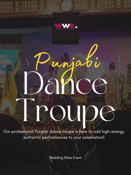 An artistic graphic showcasing our professional Punjabi dance troupe, perfect for adding authentic energy to your event.
