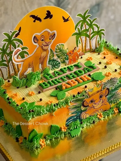 Hakuna Matata! This Lion King sheet cake was so much fun to make. I used a combination of printed toppers and buttercream piping to create a vibrant jungle scene. The Rabdi Gulab Jamun flavour made it an extra special Indian fusion treat.