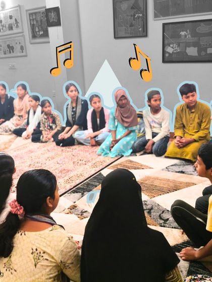 Students at the Yellow Streets center sit in a circle, engaged in a discussion about their dreams. Our sessions go beyond music, creating space for personal reflection and aspiration.