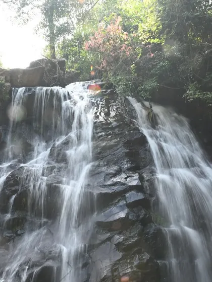 A long-exposure shot of a waterfall on our coastal trip, creating a silky effect.
