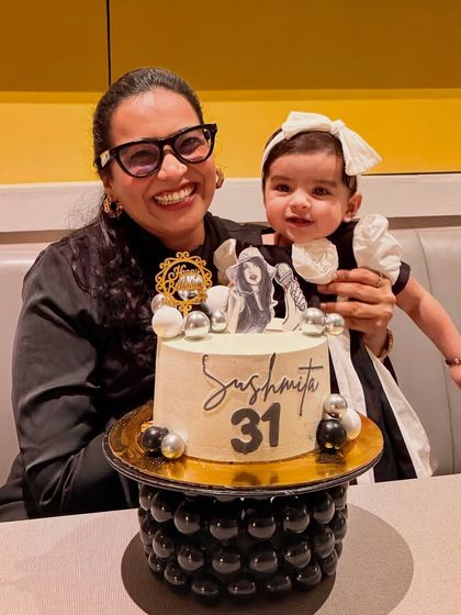 Matching outfits with my little one for my birthday. It's all about creating fun, coordinated themes, a skill I bring to my clients' parties as well.