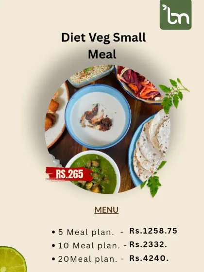 If you prefer a lighter option, this is the menu for our Diet Veg Small Meal. It details the pricing for different subscription lengths, offering a flexible and affordable way to eat healthy every day.