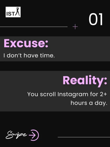The most common excuse I hear is "I don't have time." But the reality is, most of us find time to scroll on our phones for hours. I challenge my clients to redirect even a fraction of that time toward their health.