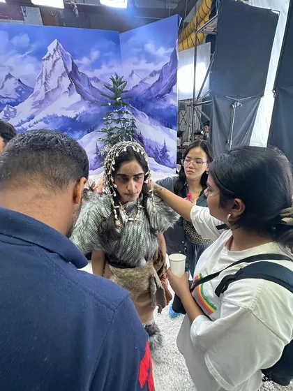 Behind the scenes of a fantasy-themed shoot for IGP. Creating this frost-bitten look involved layering different products to achieve a realistic, textured effect.