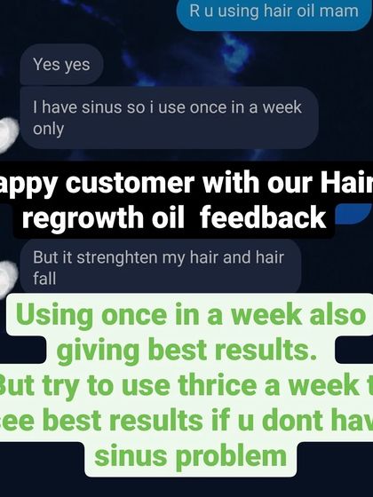 Even when used just once a week due to sinus issues, my hair regrowth oil helped strengthen this customer's hair and reduce hair fall. For those without sinus problems, I recommend using it three times a week for the best results.