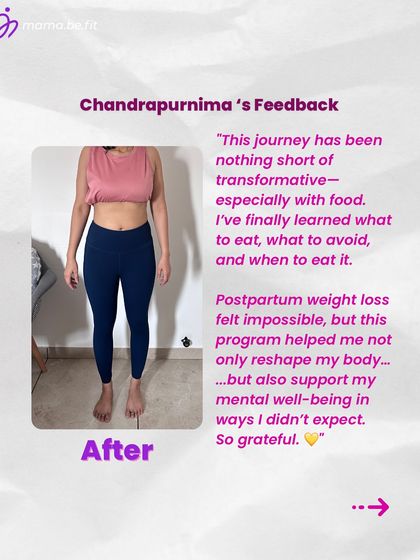 "This journey has been nothing short of transformative—especially with food," says Chandrapurnima. Her feedback shows how the program helped her reshape her body and support her mental well-being.