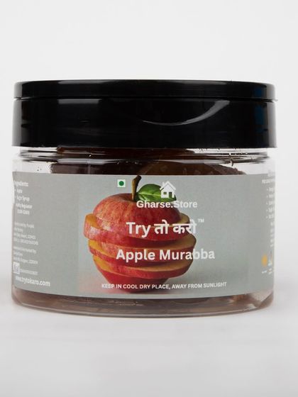 A jar of Apple Murabba on a white background.
