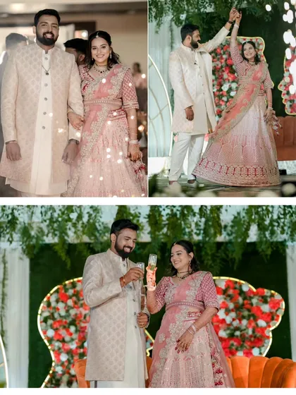 A toast to the future. This collage shows the energy of a modern baby shower celebration, from the grand entrance to the candid moments of joy shared as a couple.