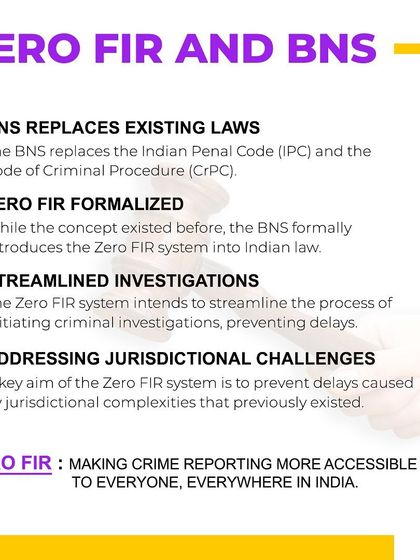 Zero FIR and the New Bharatiya Nyaya Sanhita (BNS). The new BNS law has formally introduced the Zero FIR system, replacing the old IPC and CrPC. This legal reform streamlines criminal investigations and addresses the delays previously caused by jurisdictional complexities.
