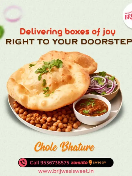 For those proper hunger pangs, nothing beats a plate of my fluffy, hot Bhature served with flavorful, spicy Chole. It's a satisfying meal, perfect for any time of the day.