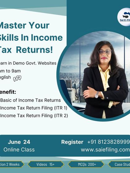 Master the skill of filing Income Tax Returns with our dedicated online class. We provide practical training on demo government websites, covering the basics of ITR and the specifics of filing ITR 1 and ITR 2.