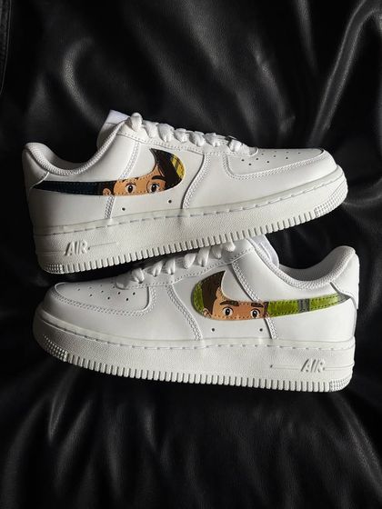 A pair shot of the Studio Ghibli custom Nike Air Force 1s.