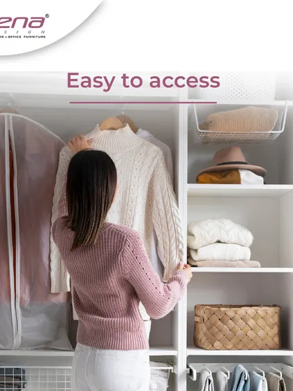 We design our wardrobes to be easy to access. With features like smooth sliding doors, pull-down hanging rods, and sensor lights, finding what you need is quick and effortless.