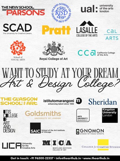 This graphic displays the impressive array of world-renowned art and design colleges my students have been accepted to. Your dream school could be next.
