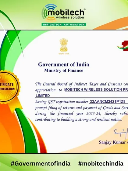 We are proud to be recognized by the Government of India for our prompt GST filing and contribution to the nation.