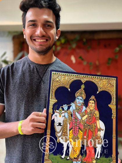 Mohit was such a talented student, and it was so much fun to have him in our classes and see him complete this beautiful Radha Krishna painting.