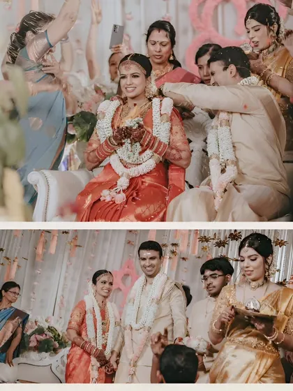 The story of two families becoming one. This set of images captures the sacred rituals of a South Indian wedding, showing the couple surrounded by their loved ones as they are joined in matrimony.