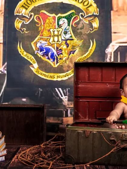 "Wingardium Leviosa!" This little wizard is casting a spell from inside his trunk in our magical Harry Potter world.