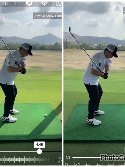 From weak fades to strong draws. This before-and-after shows the change in the downswing plane, a key adjustment for controlling ball flight.