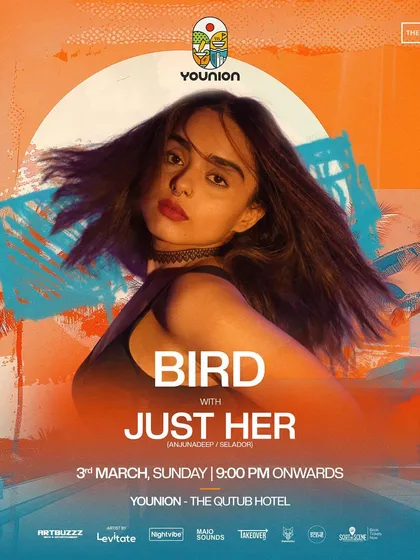 My homecoming gig poster after a trip to Dubai. This flyer announced my opening set for Just Her, a great way to come back and play for my Delhi crowd.