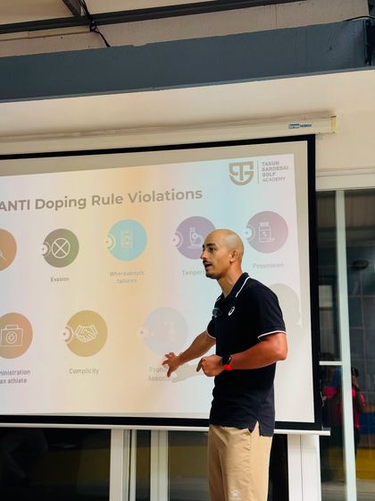 A presentation slide detailing anti-doping rule violations. We educate our team on all aspects of clean sport to protect our athletes and uphold the integrity of the game.