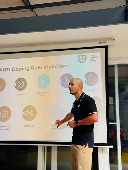 A presentation slide detailing anti-doping rule violations. We educate our team on all aspects of clean sport to protect our athletes and uphold the integrity of the game.