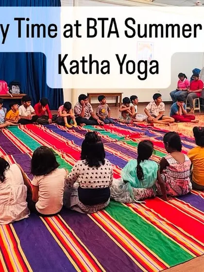 Story time comes alive with Katha Yoga, one of our most loved activities. We combine engaging stories with playful yoga poses, helping children improve their flexibility and focus while sparking their imagination.