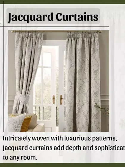 Jacquard curtains feature intricately woven patterns that add depth and sophistication. The luxurious texture and design make them a statement piece for any formal living or dining room.