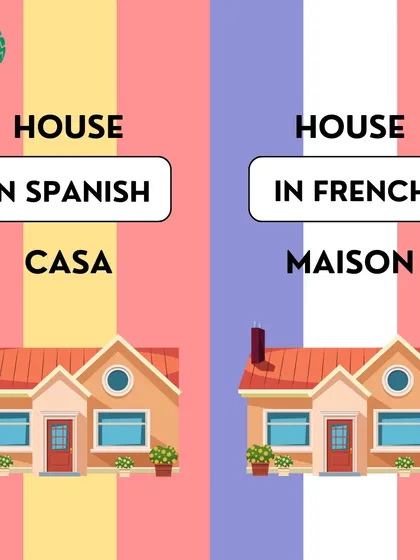 Here's a classic example of a different word for the same object. 'House' is 'casa' in Spanish and 'maison' in French.