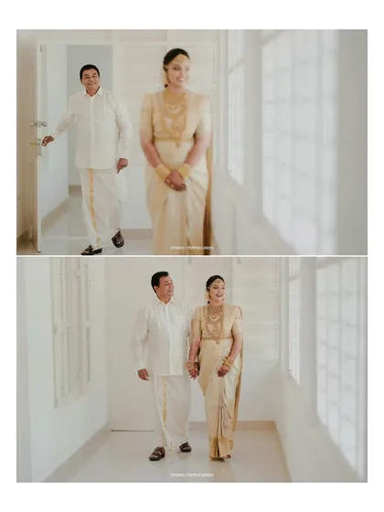 A collage of the bride and her father, capturing their loving bond as he walks her to the ceremony.
