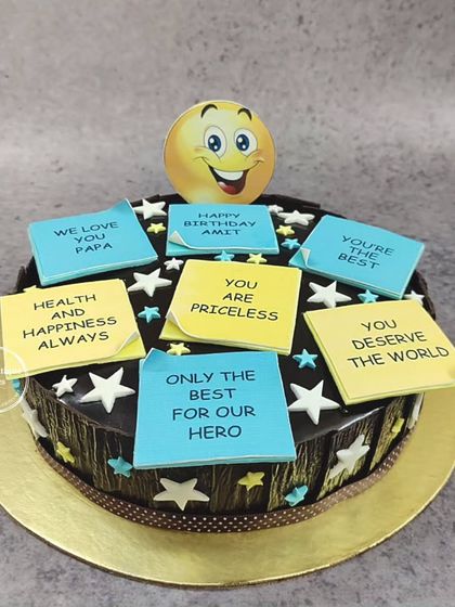 A sticky notes cake covered in sweet, encouraging messages. It's a heartwarming way to show someone you care on their birthday.