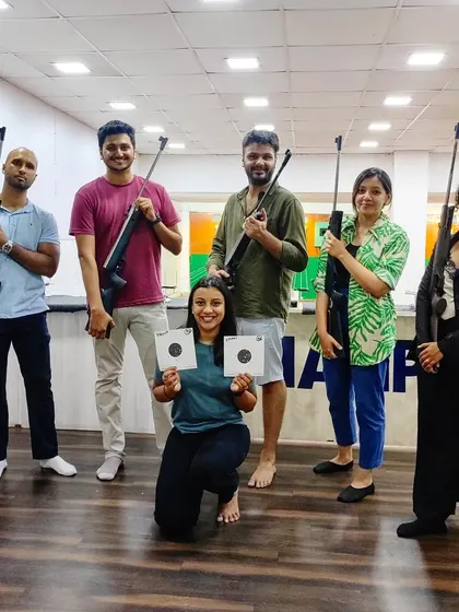 A one time experience with friends is always a good idea. This group is all smiles after their session, holding their rifles and target sheets. Book your slot with your friends today.