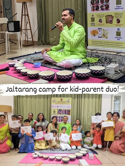 Celebrating the successful completion of our unique Jaltarang camp for parent-child duos. These special events are a wonderful way for families to bond over the magical music of water-filled bowls.