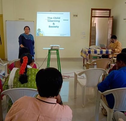 A wide view of the orientation session, showing our commitment to working with organizations that support child-centric approaches at the community level.