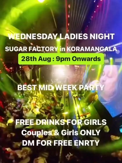 A promotional video graphic for the Wednesday Ladies Night, highlighting the 'Best Mid Week Party'.