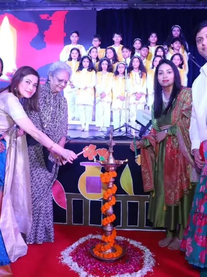 The auspicious lighting of the lamp ceremony to inaugurate Antaragni 2025. This tradition marks the beginning of our celebration of talent and creativity.