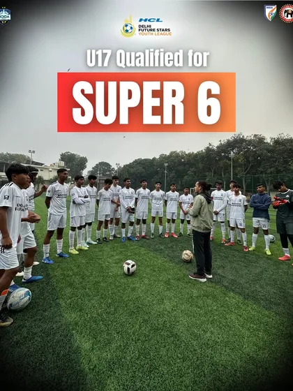 Our U17 team has qualified for the Super 6 of the Delhi Youth League. This image shows the team receiving instructions from their coach as they prepare to battle at the next level.