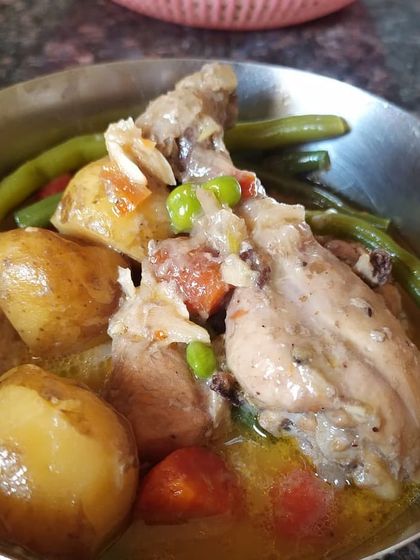 A comforting bowl of Chicken Stew, packed with vegetables and succulent chicken. This is soul food for cold winter evenings, a healthy and aromatic broth that warms you from the inside out.