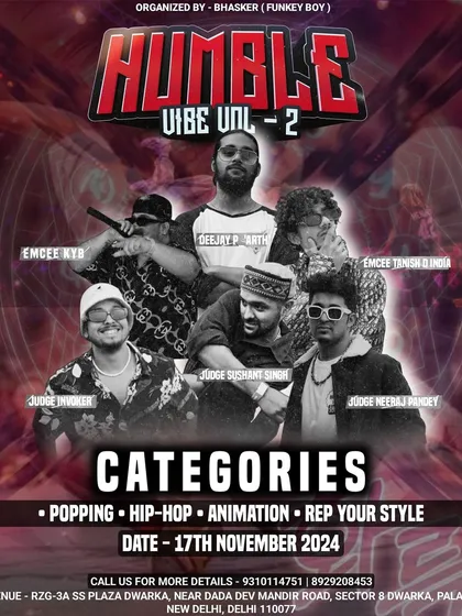 The final poster for Humble Vibe Vol. 2. A heavy lineup of artists means the competition will be fierce, and my judging has to be on point.