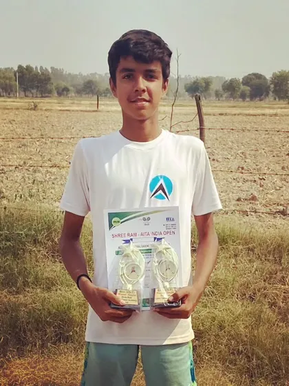 Shreyas celebrates a double crown at the AITA Championship Series in Jind, winning both the U16 and U18 singles finals.