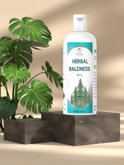 This is my special Herbal Baldness Oil, designed to nourish the scalp and encourage regrowth. It is a completely natural, plant based formula for anyone experiencing significant hair thinning.