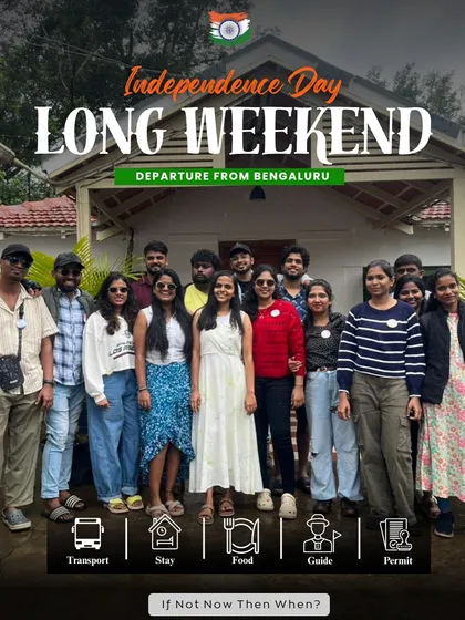 A promotional graphic for our Independence Day long weekend trips, highlighting that we take care of all arrangements.