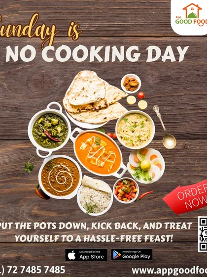 Sunday is no cooking day. Put the pots down, kick back, and treat yourself to a hassle-free feast of assorted North Indian curries, rice, and naan.