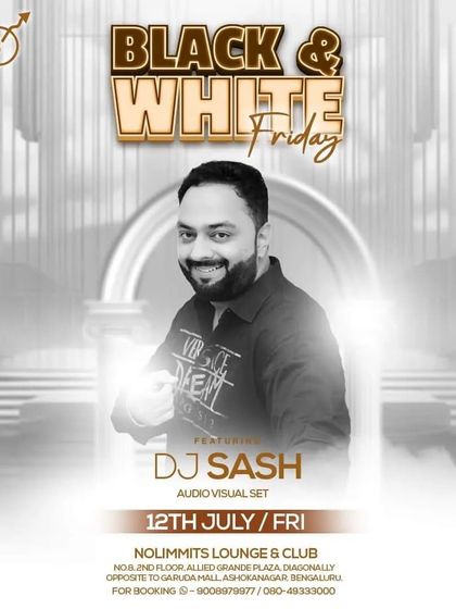 Poster for a 'Black & White Friday' party. A simple theme can create a very cool and stylish visual experience.